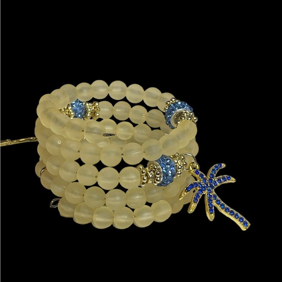 Iridescent Yellow Memory Wire Stack Bracelet - Picture 6 of 8